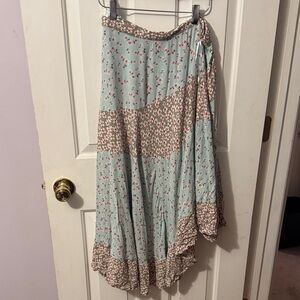 Angie Asymmetrical Skirt in Mint and Pink Floral